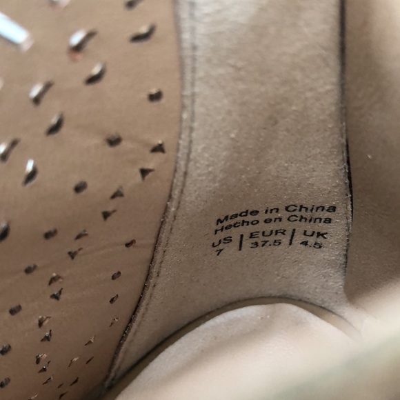 Asoniel Beige Peep Toe Heels - Picture 3 of 8